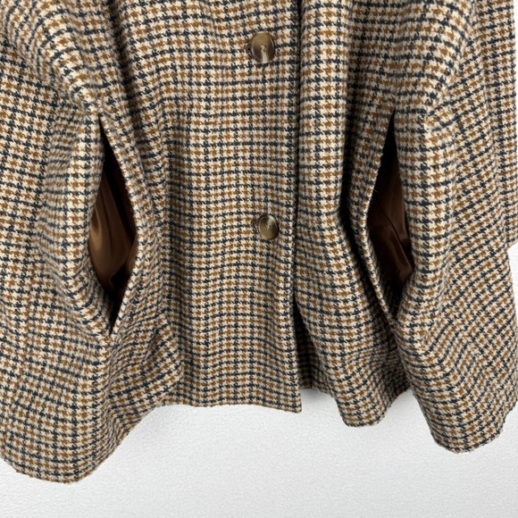 NEW Old Navy Womens 2X Houndstooth Wool Blend Coat Brown Tan Plaid Overcoat - Picture 6 of 14